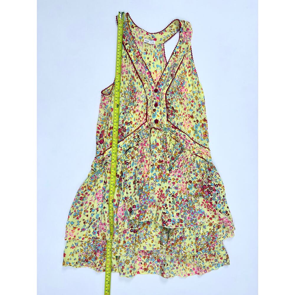 Poupette St Barth Yellow Floral Ruffle Mini Dress Racerback Resort Boho Coastal - Picture 10 of 15